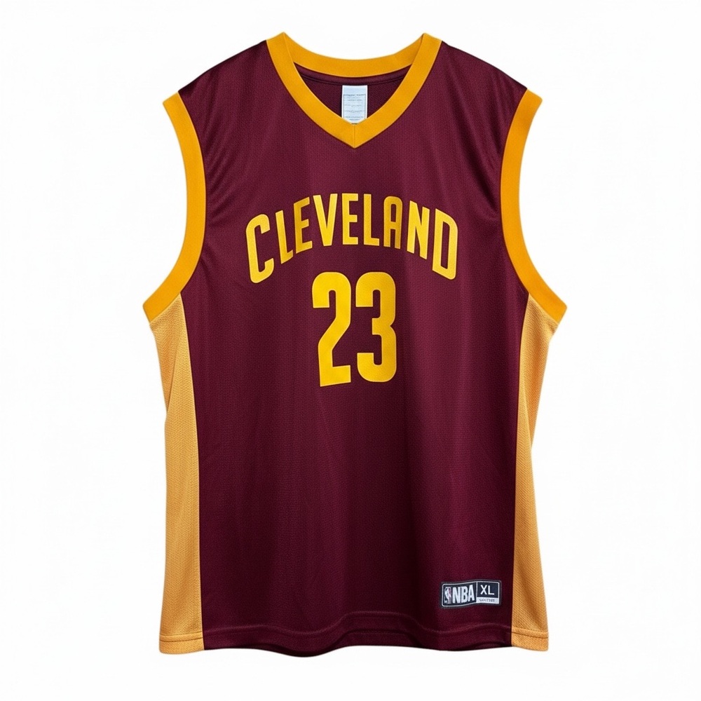 NBA Cleveland Cavalier #23 LeBron James Maroon Gold Basketball Jersey XL